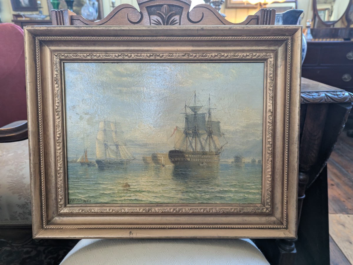 Henry Thomas Dawson (1841-1896) Warships & Hulks At Anchor